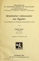 view Griechischer Liebeszauber aus Ägypten auf zwei Bleitafeln des Heidelberger archäologischen Instituts / von Franz Boll. Mit zwei tafeln.