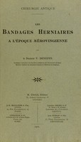 view Chirurgie antique : les bandages herniaires a l'époque mérovingienne / V. Deneffe.