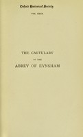 view Eynsham cartulary / edited by the Rev. H.E. Salter.