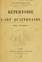 view Répertoire de l'art quarternaire / Salomon Beinach.