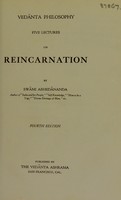 view Vedanta philosophy : five lectures on reincarnation / By Swami Abhedananda.