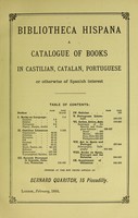 view Bibliotheca hispana : a catalogue of books in Castilian, Catalan, Portuguese, or otherwise of Spanish interest.