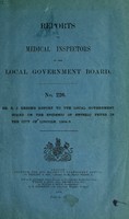 view Dr. R. J. Reece's report to the local government board on the epidemic of enteric fever in the city of Lincoln, 1904-5.