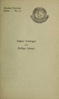 view A subject catalogue of the Phillips Library of pharmacology and therapeutics 615.