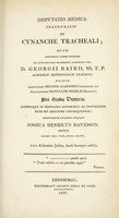 view Disputatio medica inauguralis de cynanche tracheali : quam ... pro gradu doctoris ... examini subjicit Joshua Henricus Davidson, Scotus.