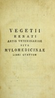 view Vegetii Renati Artis veterinariae : sive Mulomedicinae libri quatuor / curante Jo. Matthia Gesnero.