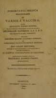 view Dissertatio medica inauguralis de variola vaccina / quam pro gradu doctoris in Comitiis Universitatis Glasguensis, eruditorum examini subjicit Matthaeu Joannes Tierny, hibernicus.