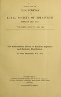 view The mathematical theory of random migration and epidemic distribution / by John Brownlee.