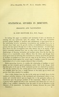 view Statistical studies in immunity : smallpox and vaccination / by John Brownlee.