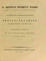 view D. Ernestvs Henricvs Weber ... Procancellarivs panegyrin medicam in avditorio ivridico die XVI. et die XX. Sept. A. MDCCCXLII celebrandam indicit : Annotationes anatomicae et physiologicae. Prol. VIII.