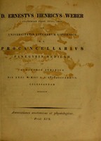 view D. Ernestvs Henricvs Weber ... Procancellarivs panegyrin medicam in avditorio ivridico die XXXI. M. Maii  A.C. [MD]CCCXXXIII celebrandam indicit : Annotationes anatomicae et physiologicae. Prol. XIX.