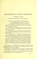 view Some problems of sensory integration / by Henry J. Watt.