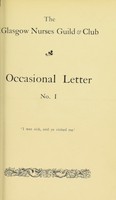 view Occasional letter / The Glasgow Nurses Guild & Club.