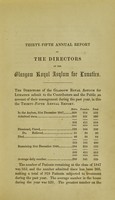 view Thirty-fifth annual report of the directors of the Glasgow Royal Asylum for Lunatics, submitted, in terms of their charter, to general meeting of contributors, 11th January, 1849.