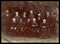 view Male patients and staff from Throxenby Hall, Scarborough, probably pictured in Throxenby garden