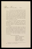 view Printed Notice of intention by a few Ladies of the establishment of a cottage house as shelter for girls who have lapsed from virtue