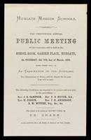 view Notice: Hungate Mission Schools [York] 13th Annual Public Meeting, 1874