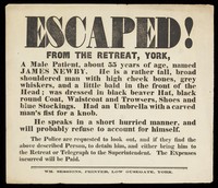 view Printed Notice of Escaped Patient, James Newby