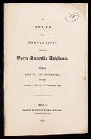 view Rules and Regulations of the York Lunatic Asylum with list of Governors, 1824