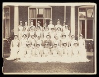 view Retreat nurses and Matron, Miss Head, pictured outside first Nurses’ Home