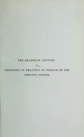 view The Bradshaw lecture on prognosis in relation to disease of the nervous system / by Judson S. Bury.