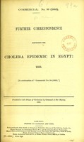 view Further correspondence respecting the cholera epidemic in Egypt, 1883.