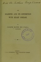 view On diabetes and its connection with heart disease / by Jacques Mayer.