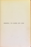 view Insomnia:  its causes and cures / by James Sawyer.