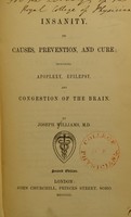 view Insanity : its causes, prevention, and cure, including apoplexy, epilepsy, and congestion of the brain. / by Joseph Williams.