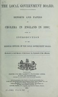 view Reports and papers on cholera in England in 1893 / with an introduction by the Medical Officer of the Local Government Board.