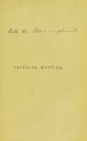 view Clinical manual for the study of medical cases / edited by James Finlayson.