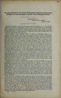 view Dr. Airy's report to the local government board on the sanitary condition of Lymington (Hants) urban sanitation district.