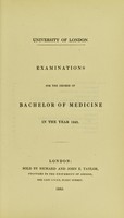 view Examinations for the degree of bachelor of medicine in the year 1843 / University of London.