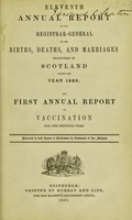 view Eleventh annual report of the Registrar-General on the births, deaths, and marriages registered in Scotland during the year 1865; and first annual report on vaccination for the previous year.