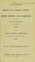 view Supplement to the monthly and quarterly returns of the births, deaths, and marriages registered in Scotland during the year 1866; also the vaccination returns relative to the children born during 1865.
