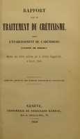 view Rapport sur le traitement du crétinisme dans l'établissement de l'Abendberg (Canton de Berne) : extrait des lettres publiées par le docteur Guggenbühl à Zurich, 1846.