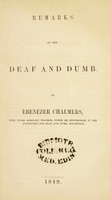 view Remarks on the deaf and dumb / by Ebenezer Chalmers.