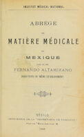 view Abrégé de matière médicale du Mexique / [F. Altamirano].