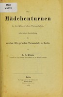 view Das Mädchenturnen in den Kluge'schen Turnanstalten : nebst einer Beschreibung der zweiten Kluge'schen Turnanstalt in Berlin / von H. O. Kluge.