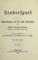 view Kindersport : Körperübungen für das frühe Kindesalter / von Detleff Neumann-Neurode.