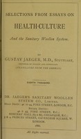 view Selections from essays on health-culture and the sanitary woollen system / by Gustav Jaeger.