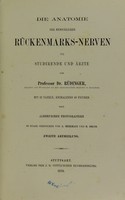 view Die Anatomie der menschlichem Rückenmarks-Nerven für Studierende und Ärzte ... / [Nicolaus Rüdinger].
