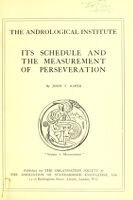 view The Andrological Institute : its schedule and the measurement of perseveration / by John T. Raper.