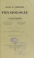 view Manuel du laboratoire de physiologie / par J. Burdon Sanderson [and others] Tr. de l'anglais par G. Moquin-Tandon.