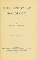 view The study of sociology / by Herbert Spencer.