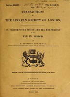 view On the compound vision and the morphology of the eye in insects / by B. Thompson Lowne.