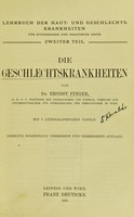 view Die Geschlechtskrankheiten / von Ernest Finger.