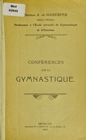 view Conférences sur la gymnastique / A. de Marneffe.