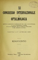 view XI Congresso internazionale di oftalmologia Napoli : ... 2-7 aprile, 1909 rsoconto.