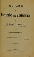 view Kurzer Abriss der Perkussion und Auskultation / von Hermann Vierordt.